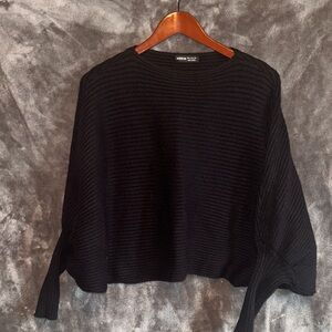 SHEIN Black Ribbed Crew Neck Sweater